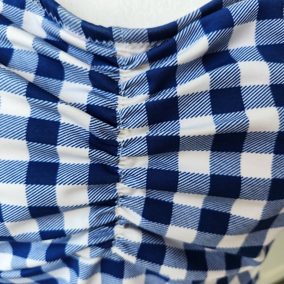 Rey Swimwear Elizabeth In Gingham Tankini Top Blue White Checkered Large - Picture 7 of 14